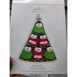 Hallmark Keepsake 2009 Family Tree Penguin Write-On Ornament 6 Penguins Dated A3